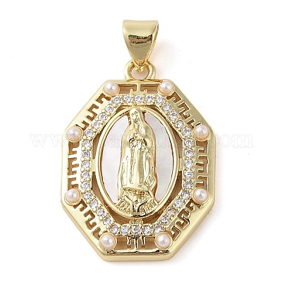 Латунные микропаве прозрачные подвески с фианитом KK-Q813-16C-G-1