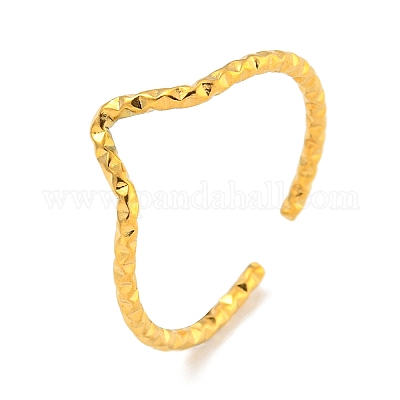 Ионное покрытие (ip) 304 нержавеющая сталь V-образное открытое манжетное кольцо для женщин RJEW-A043-30G-1