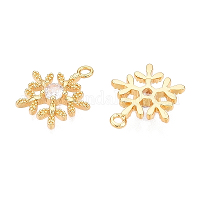 Подвески из прозрачного кубического циркония с микропаве из латуни на рождественскую тематику KK-T073-14G-1