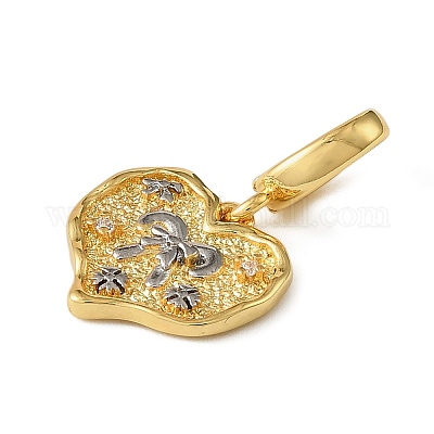 Рождественские украшения в виде латунных сердечек со стразами KK-H498-01G-06-1