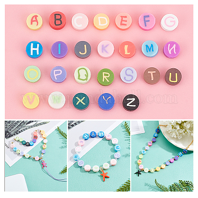 260шт 26 буквы бусины из полимерной глины ручной работы CLAY-FH0001-04-1