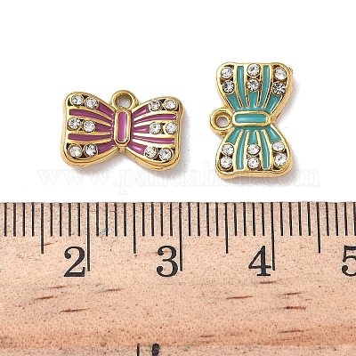 Подвески-бантики из нержавеющей стали 304 с кристаллами и стразами STAS-G362-11G-1