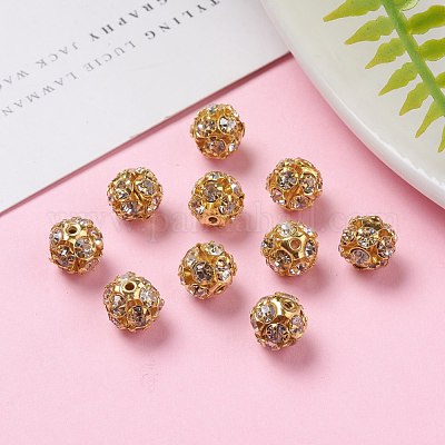 Латунные бусины со стразами  RB-H034-17-1-1