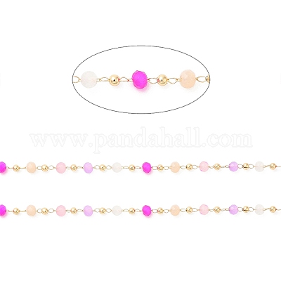 Граненые рондельные стеклянные и круглые цепочки из нержавеющей стали 304 CHS-G026-01KCG-01-1