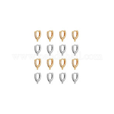 16 шт. 2-цветная латунная фурнитура для сережек-колец с микропаве из кубического циркония KK-DC0002-76-1