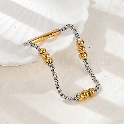 Браслеты из шариковой цепи из нержавеющей стали 304 для женщин и мужчин BJEW-Z087-22GP-1