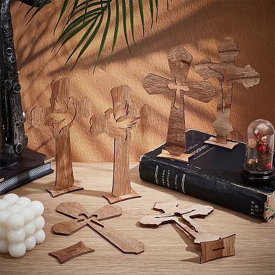 24 шт. деревянных украшений для демонстрации крестов&nbsp;DIY-WH0899-437-1