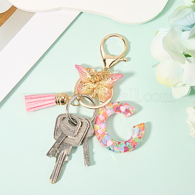 Брелок с кисточкой из цинкового сплава KEYC-WH20004-12I-1