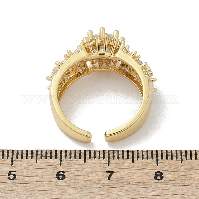 Регулируемые манжеты-кольца из латуни с микропаве из кубического циркония для женщин RJEW-C129-04G-1