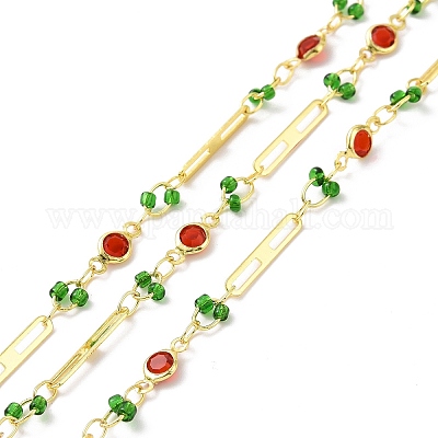 Настоящие овальные и плоские круглозвенные цепи из латуни с покрытием из 18-каратного золота CHC-F844-10C-1