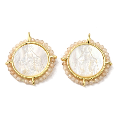 Покрытие стойки латунь микро паве кубический цирконий и подвески в виде ракушек KK-G488-16G-1