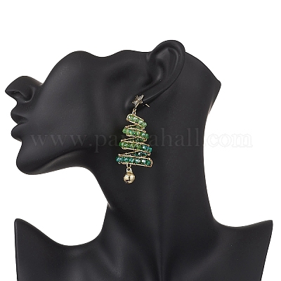 Латунные стекла болтающийся серьги EJEW-TA00738-1