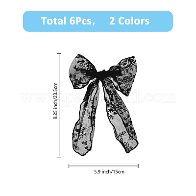 6 шт. 2-х цветные кружевные банты из полиэстера с заколками для волос из кожи аллигатора PHAR-FH0001-05-1