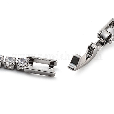 Сердце из латуни микро проложить кубического циркония браслеты ссылку BJEW-C055-04P-1