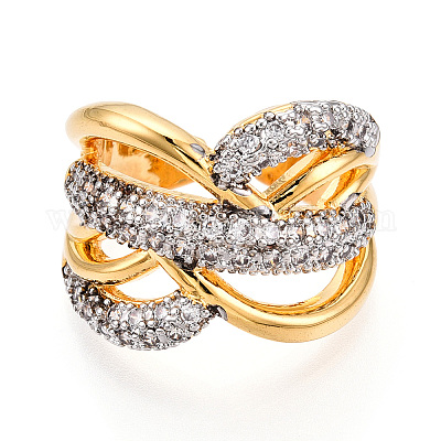 Латунные кольца из манжеты с прозрачным цирконием KK-T074-19G-1