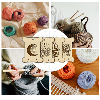 14 шт. 14 стильные фанерные доски для намотки резьбы WOOD-WH0060-06-1