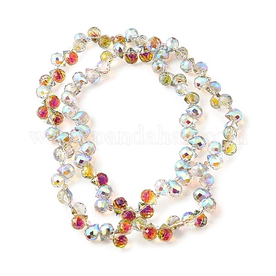 Стеклянные бусины с гальваническим покрытием  EGLA-D030-17Y-1