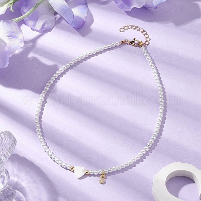 Ожерелья с подвесками из латуни микро-паве класса AAA с кубическим цирконием и буквами NJEW-JN04771-19-1