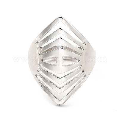 Не тускнеющее кольцо из нержавеющей стали 201 с широким ушком RJEW-F131-04P-1