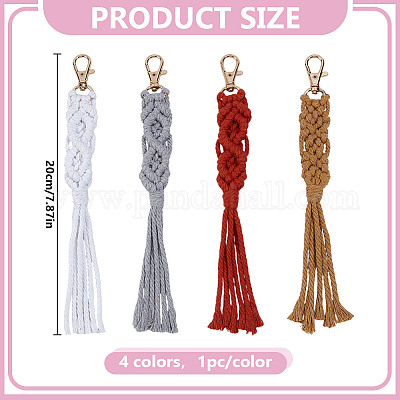 4 шт. 4-х цветная подвеска из хлопка ручной работы в технике макраме HJEW-DR0001-11-1