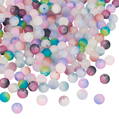 200шт 10 цвета треск стеклянные бусины нити GLAA-TA0003-31C-1