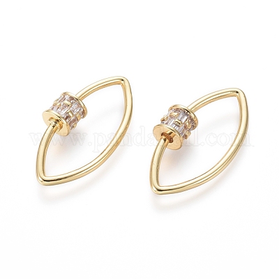 Латунь микропаве кубический цирконий винт карабин подвески с замком ZIRC-I031-02G-1