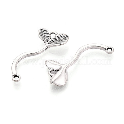 Соединительные элементы из сплава в тибетском стиле с подвесками-листочками PALLOY-T094-11AS-1