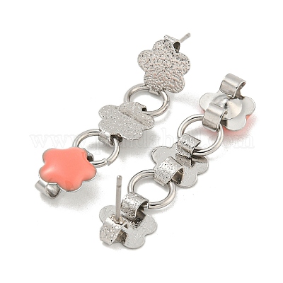 Серьги-гвоздики из нержавеющей стали 304 с эмалью EJEW-S229-14P-01-1