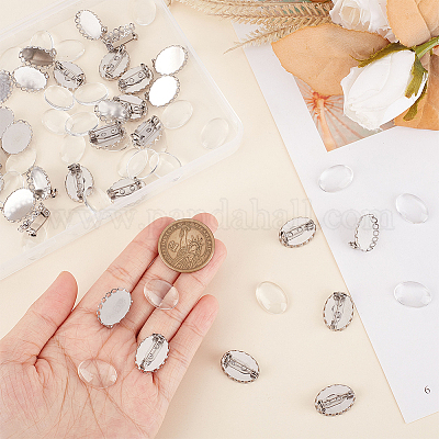 30 комплект пустых стеклянных овальных брошей-куполов JEWB-UN0001-05-1