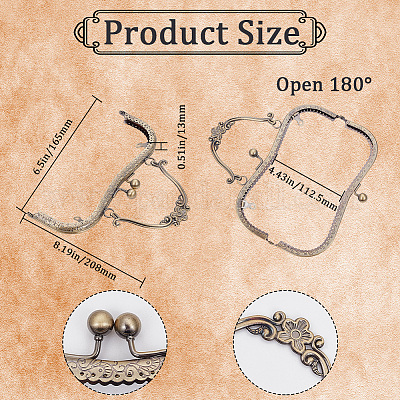 Ручка-рамка для кошелька с замком-поцелуем из железа&nbsp;AJEW-WH20004-33A-1