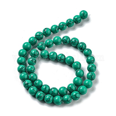 Синтетическое бирюзовый драгоценный камень круглый шарик нити TURQ-R035-8mm-02-1