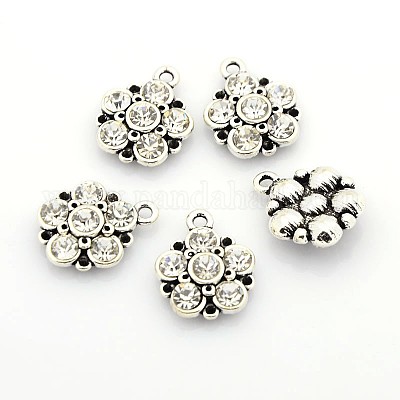 Антикварная посеребренные сплав горный хрусталь цветок кулоны&nbsp;LS-ALRI-N016-05-1