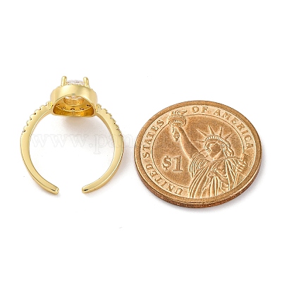 Кольца-манжеты для пальцев с покрытием из латуни с микропаве из прозрачного кубического циркония для женщин RJEW-M028-10G-1