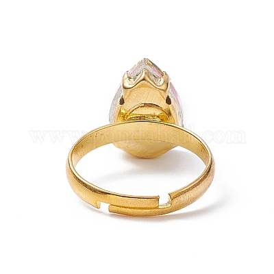 Стеклянные регулируемые кольца со стразами RJEW-JR00558-1