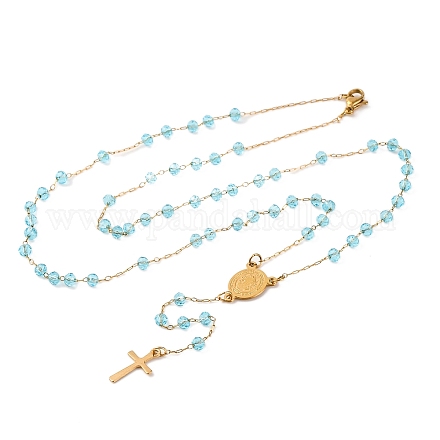 Ионное покрытие(ip) распятие крест 304 нержавеющая сталь четки бусины ожерелья NJEW-M075-04G-05-1