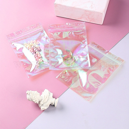 Переливающиеся прямоугольные пластиковые подарочные пакеты с замком-молнией X-PW-WG99219-03-1