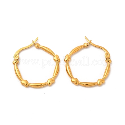 Серьги-кольца в форме сердца из нержавеющей стали 304 с вакуумным покрытием PVD для женщин EJEW-P219-15G-1