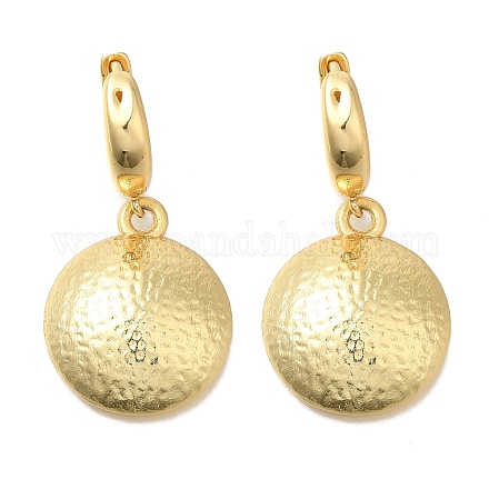 Плоские круглые серьги-кольца из латуни с покрытием стойки EJEW-H016-44G-1