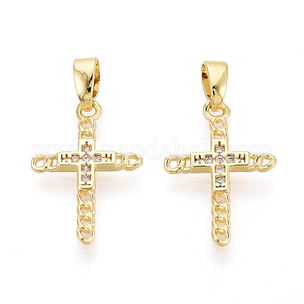 Латунные микропаве прозрачные подвески с фианитом&nbsp;KK-N259-19G-1