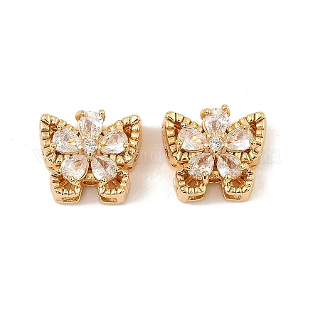 Латунные микро проложить кубического циркония бусы KK-C155-02G-01-1