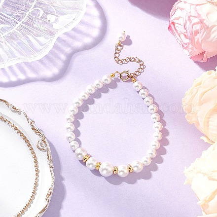 Браслеты из круглых бусин с ракушечным жемчугом для женщин BJEW-JB11923-1