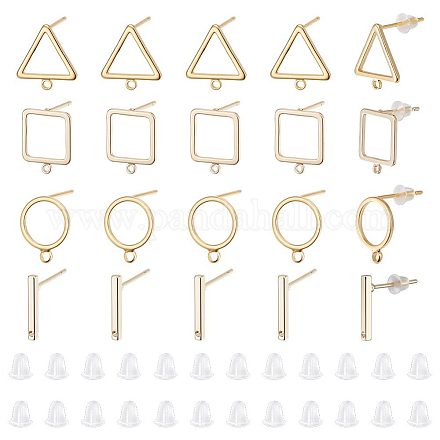 32 шт. 4 стиля латунных сережек-гвоздиков KK-CN0003-08-1