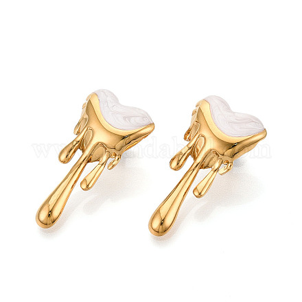 Серьги-гвоздики с эмалью из нержавеющей стали 304 в форме сердца EJEW-T047-26G-B-1