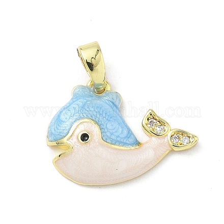 Латунь микропаве фианиты с подвесками из эмали KK-Z134-15G-02B-1