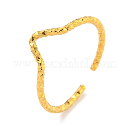 Ионное покрытие (ip) 304 нержавеющая сталь V-образное открытое манжетное кольцо для женщин RJEW-A043-30G-1