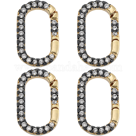 4 шт. латунные микропаве прозрачные кубические циркониевые кольца с пружинным затвором KK-SC0006-37-1