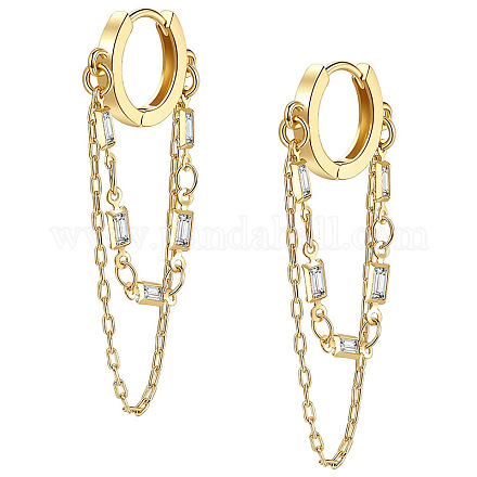 Круглые серьги-кольца из латуни с микропаве из прозрачных кубических цирконий FS-WG18906-01-1