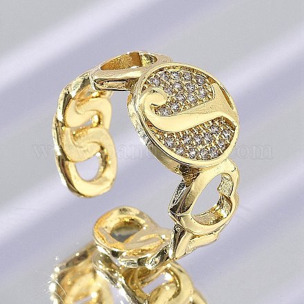 Открытые манжеты из латуни с микропаве и прозрачным цирконием для женщин RJEW-K289-02G-J-1