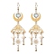 201 Stainless Steel Moth Pendants Dangle Earrings, with Glass and Brass Finding for Women, Golden, 98x33.5mm