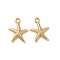 Brass Charms, Nickel Free, Starfish Charms, Real 18K Gold Plated, 12x9x1.5mm, Hole: 1.2mm